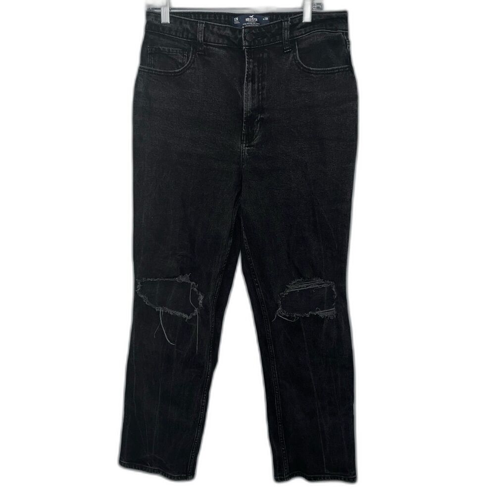 Women's Hollister  Ultra High Rise 90s Straight Leg Black Denim Jeans Size 12 R